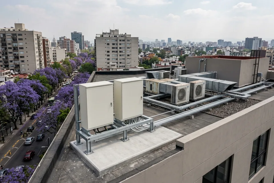 Imagen generada con IA para preservar la confidencialidad de la instalación: hotel urbano, Ciudad de México